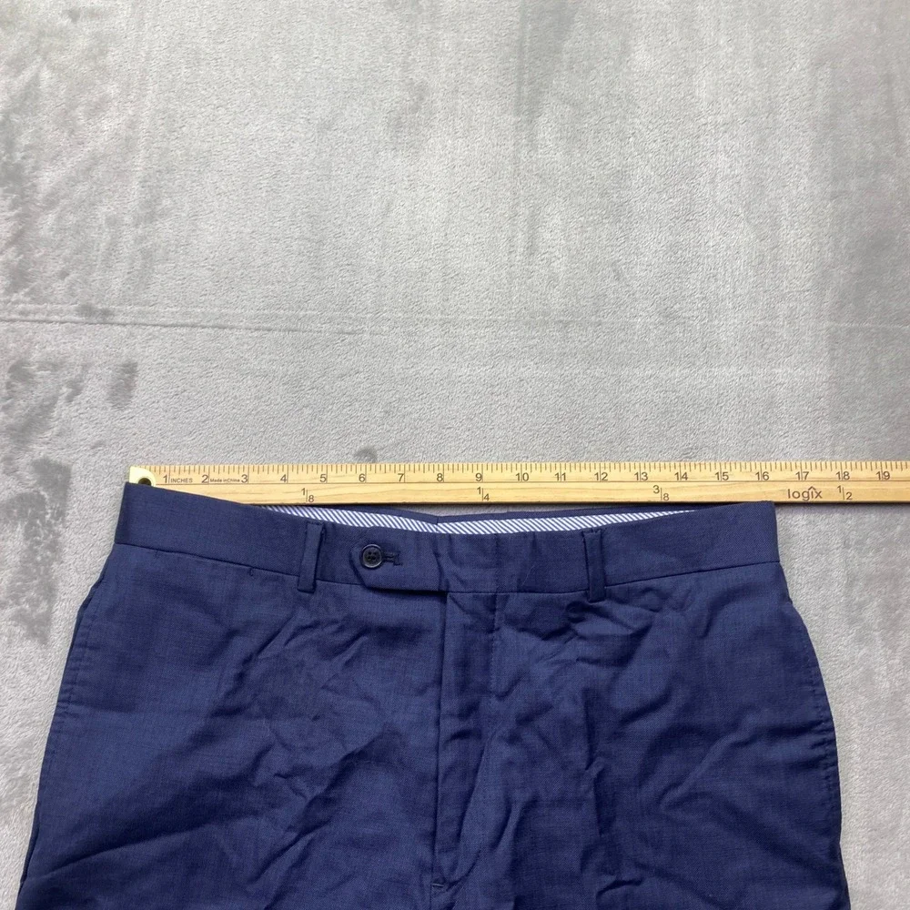 Tommy Hilfiger Mens Blue 100% Wool Dress Pants Flat‎ Front Straight Leg Sz 32